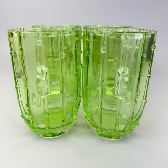 John Lewis Green Glass Cactus Tumblers Glasses - Picture 4 of 8